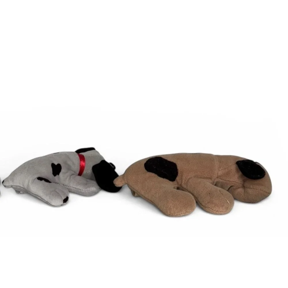 Vintage Tonka Pound Puppies Newborn Lot 2 Gray Brown Plush Dogs Red Collar 8
